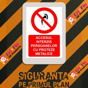 Indicator Accesul interzis persoanelor cu proteze metalice indicator de interzicere, Sticker autocolant - Img 3