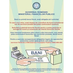 Indicator Afis bon fiscal, Sticker autocolant