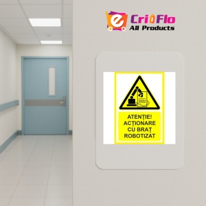 Indicator Atentie actionare cu brat robotizat, Sticker autocolant - Img 5