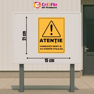 Indicator Atentie conduceti cu incet si cu atentie utilajul, Sticker autocolant - Img 2