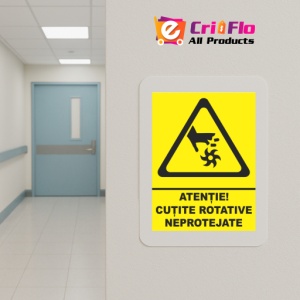 Indicator Atentie cutite rotative neprotejate, Sticker autocolant - Img 5