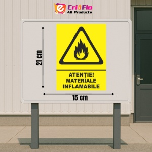 Indicator Atentie materiale inflamabile, Sticker autocolant - Img 2