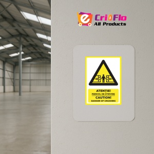 Indicator Atentie pericol de strivire caution danger of crushing, Sticker autocolant - Img 4