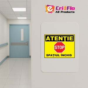 Indicator Atentie stop spatiul inchis, Sticker autocolant - Img 5