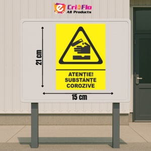 Indicator Atentie substante corozive, Sticker autocolant - Img 2