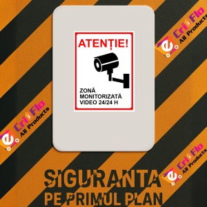 Indicator Atentie zona monitorizata video, Sticker autocolant - Img 3
