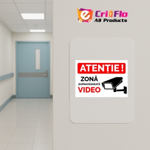 Indicator Atentie zona supravegheata, Sticker autocolant - Img 5