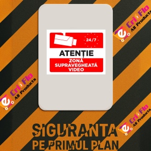 Indicator Atentie zona supravegheata video 24 de ore, Sticker autocolant - Img 3