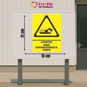 Indicator Atentie zona supravegheata video, Sticker autocolant - Img 2