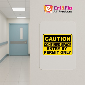 Indicator Caution Entry By Permit Only Sign, Sticker autocolant - Img 5