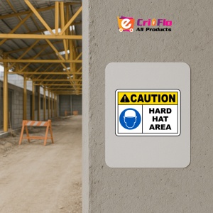 Indicator Caution Hard Hat Area Sign, Sticker autocolant - Img 5