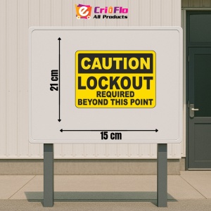 Indicator Caution Lockout Required Beyond This Point Sign, Sticker autocolant - Img 2