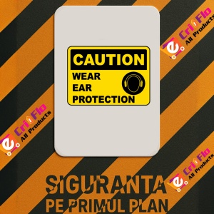 Indicator Caution Wear Ear Protection Sign, Sticker autocolant - Img 2