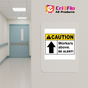 Indicator Caution Workers Above Be Alert Sign, Sticker autocolant - Img 5