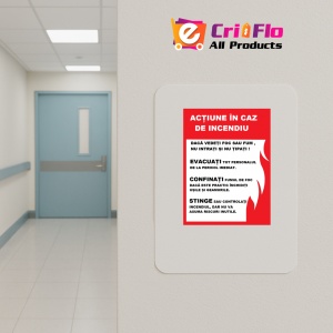 Indicator Cu instructiuni in caz de incendiu evacuare confirmati si stingere, Sticker autocolant - Img 4