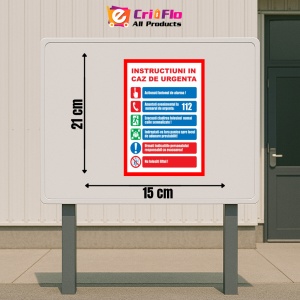 Indicator Cu instructiuni in caz de urgenta, Sticker autocolant - Img 2