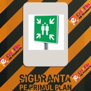 Indicator Cu stalp pentru loc de adunare in caz de urgenta, Sticker autocolant - Img 2