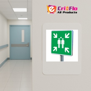 Indicator Cu stalp pentru loc de adunare in caz de urgenta, Sticker autocolant - Img 4