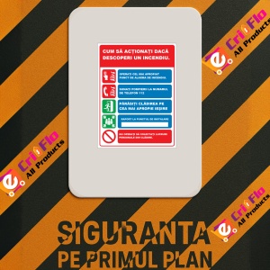 Indicator Cum sa actionati daca descoperi un incendiu, Sticker autocolant - Img 2