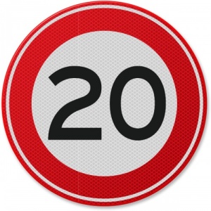 Indicator de circulatie 20 km, Sticker autocolant