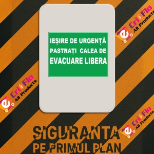 Indicator De pentru iesire de urgenta pastrati caile de evacuare libera, Sticker autocolant - Img 2