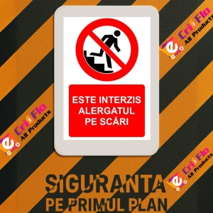 Indicator Este interzis alergatul pe scari indicator de interzicere, Sticker autocolant - Img 3