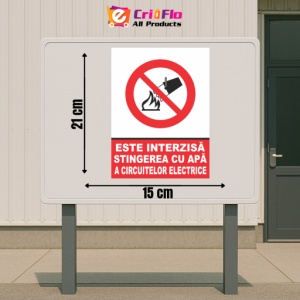 Indicator Este interzisa stingerea cu apa a circuitelor electrice, Sticker autocolant - Img 2