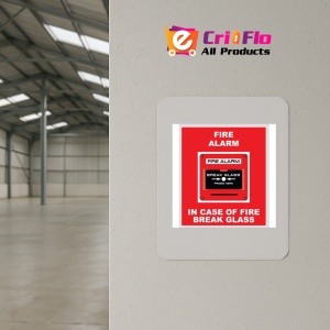 Indicator Fire alarm break glass press here fire sign, Sticker autocolant - Img 3