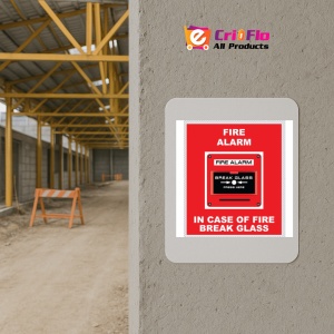 Indicator Fire alarm break glass press here fire sign, Sticker autocolant - Img 5