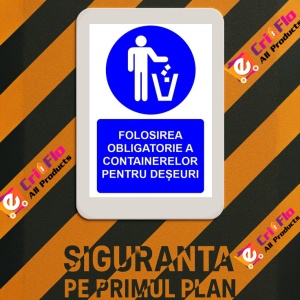 Indicator Folosirea obligatorie a containerelor pentru deseuri indicator de obligativitate, Sticker autocolant - Img 3