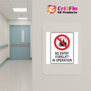 Indicator Forklifts Prohibited sign, Sticker autocolant - Img 4