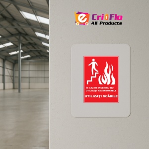 Indicator In caz de incendiu nu utilizati ascensoarele utilizati scarile de iesire, Sticker autocolant - Img 3