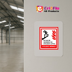 Indicator In caz de incendiu nu utilizati liftul utilizati scarile de iesire, Sticker autocolant - Img 3