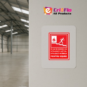 Indicator In caz de incendiu nu utilizati liftul utilizati scarile pentru iesire, Sticker autocolant - Img 3