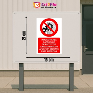 Indicator Indepartarea capacelor de protectie a mecanismelor aflate in miscare este interzisa indicator de interzicere, Sticker autocolant - Img 2