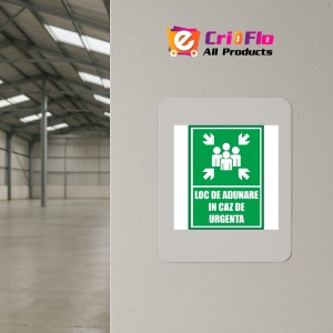 Indicator Industriala pentru loc de adunare in caz de urgenta, Sticker autocolant - Img 3