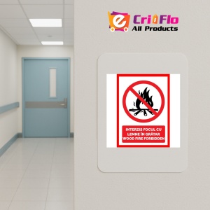 Indicator Interzis focul cu lemne in gradar wood fire forbiden, Sticker autocolant - Img 4