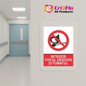 Indicator Interzis focul deschis si fumatul, Sticker autocolant - Img 5