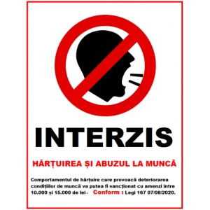 Indicator interzis hartuirea si abuzul la munca, Sticker autocolant