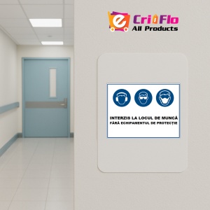 Indicator Interzis la locul de munca fara echipamentul de protectie, Sticker autocolant - Img 4