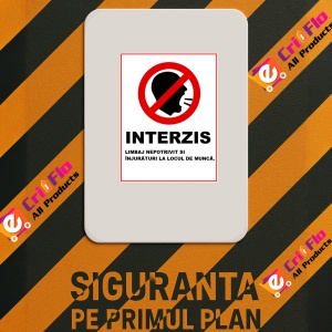 Indicator Interzis limbaj nepotrivit si injuraturi la locul de munca, Sticker autocolant - Img 2