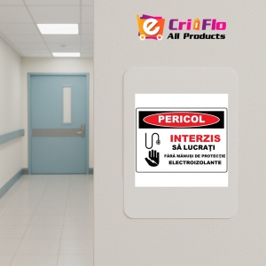 Indicator Interzis sa lucrati fara manusi de protectie electroizolante, Sticker autocolant - Img 4