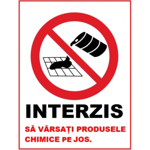 Indicator Interzis sa varsati produsele chimice pe jos, Sticker autocolant