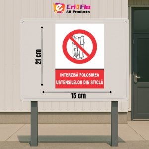 Indicator Interzisa folosirea ustensilelor din sticla, Sticker autocolant - Img 2