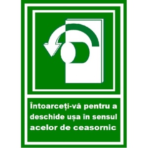 Indicator intoarceti-va pentru a deschide usa in sensul acelor de ceasornic spre stanga, Sticker autocolant