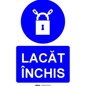 Indicator Lacat inchis indicator obligativitate, Sticker autocolant
