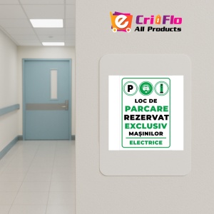 Indicator Loc de parcare rezervat exclusiv masinilor electrice, Sticker autocolant - Img 4