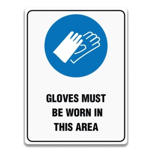 Indicator LOVES MUST BE WORN IN THIS AREA MANDATORY SIGN, Sticker autocolant