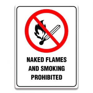 Indicator NAKED FLAMES AND SMOKING PROHIBITED SIGN, Sticker autocolant
