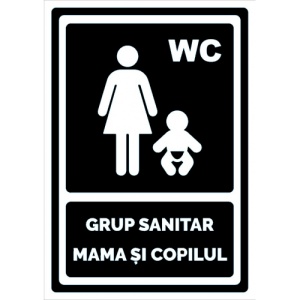 Indicator Negru pentru grup sanitar mama si copilul, Sticker autocolant
